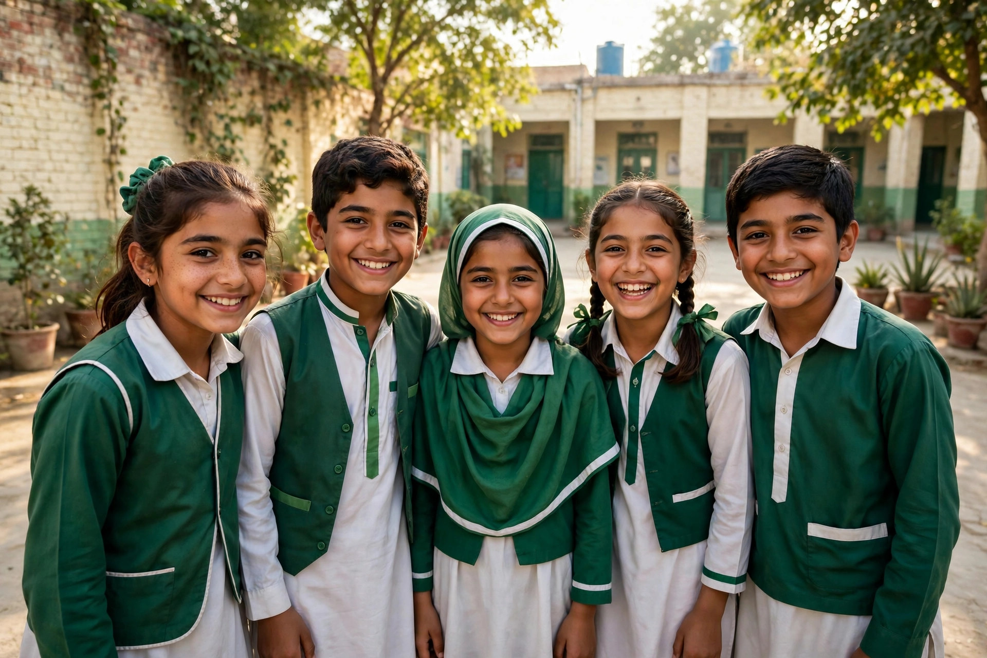 Pakistani school children studying